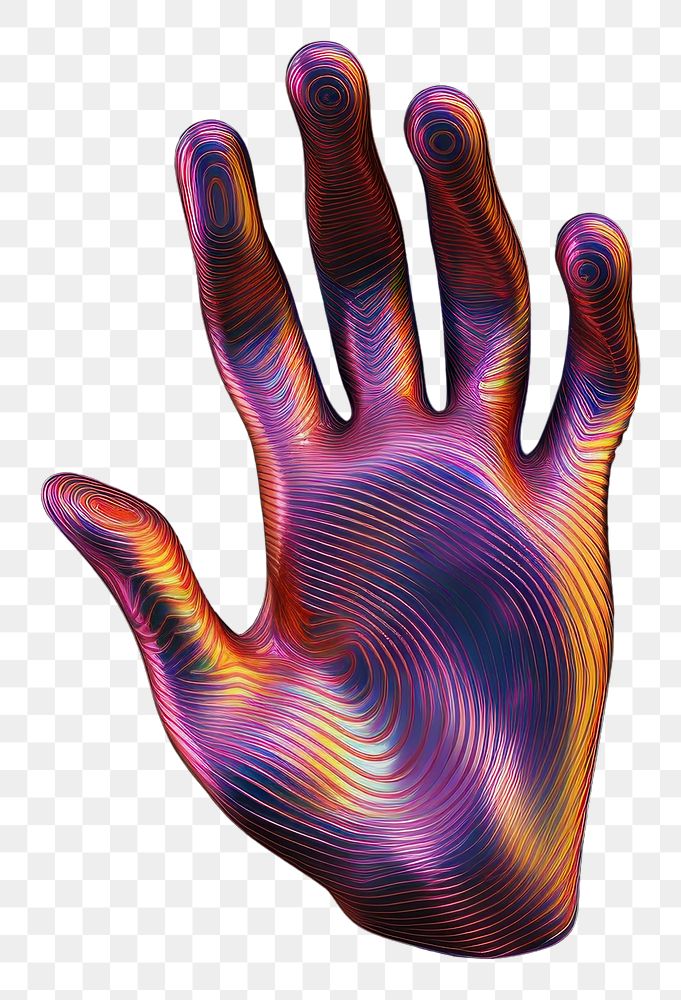 PNG  A hand with 5 fingers technology pattern purple