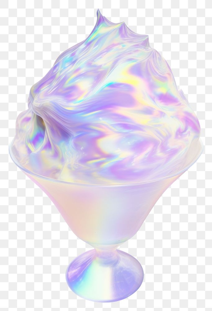 PNG  A holography ice cream sundae dessert food white background.