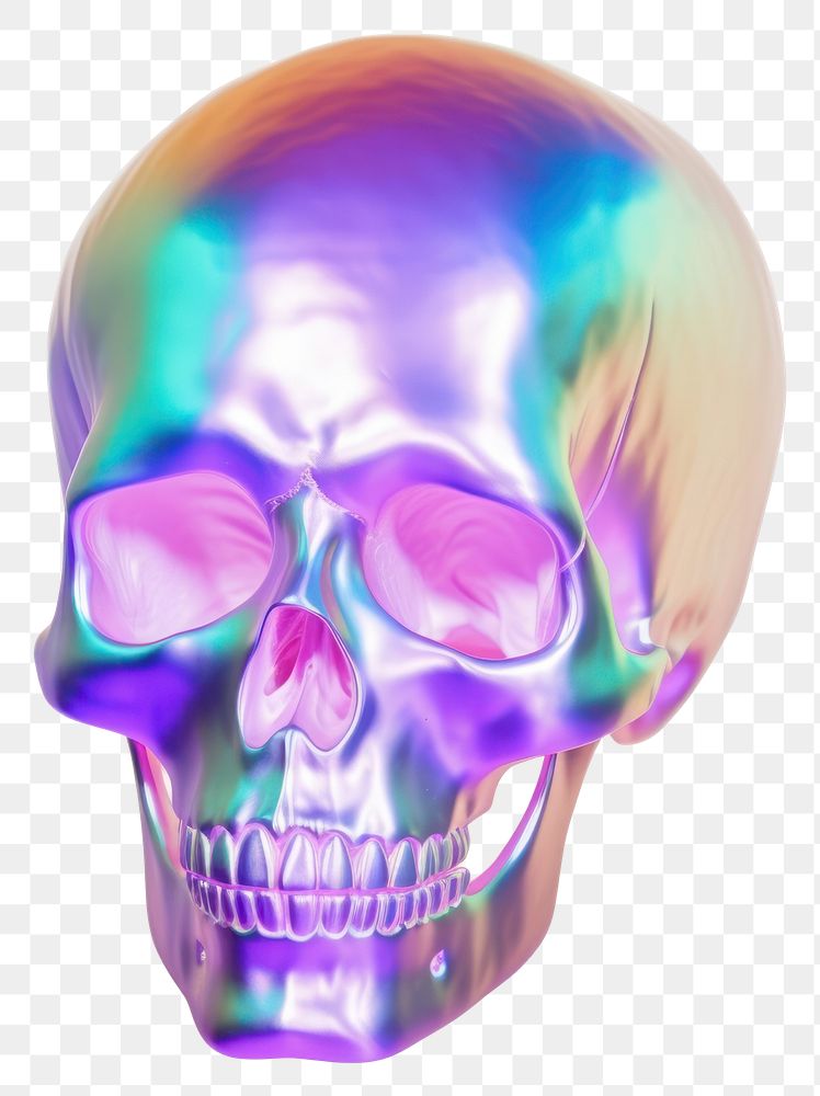PNG  A holography skull white background single object spectrum.