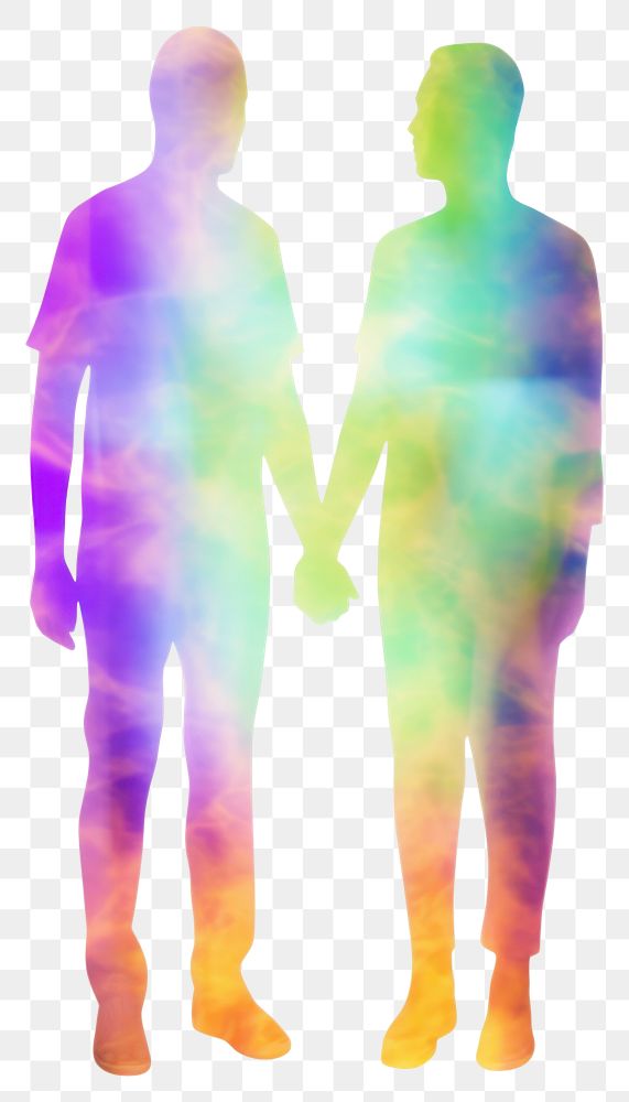 PNG  A holography couple standing holding hand silhouette adult love man.