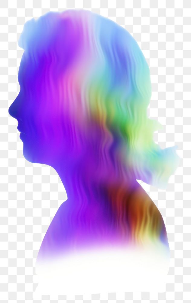 PNG  A holography woman head silhouette portrait purple adult.