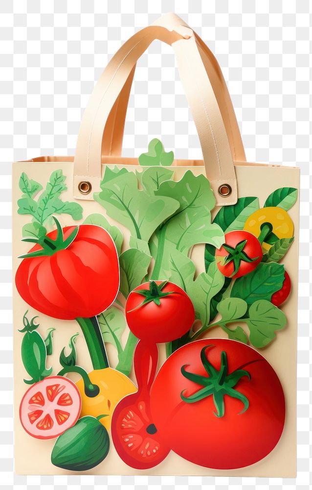 PNG  Tomato bag vegetable handbag.