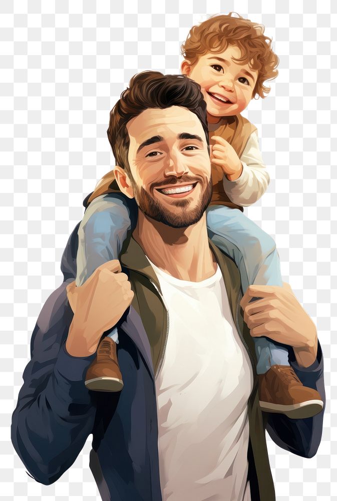 PNG  Dad carrying laughing portrait.