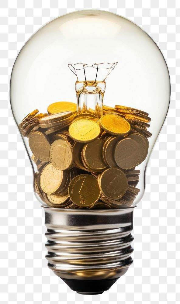 PNG  Light bulb lightbulb coin gold.