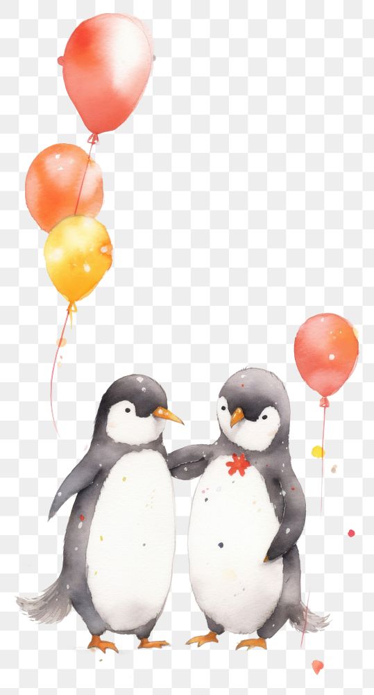 PNG  Cute penguins hugging confetti bird togetherness.