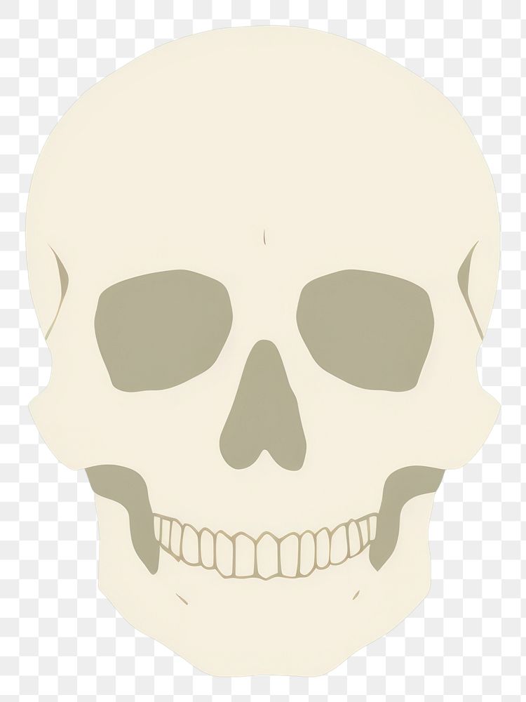PNG  Illustration of a simple skull portrait spooky horror.