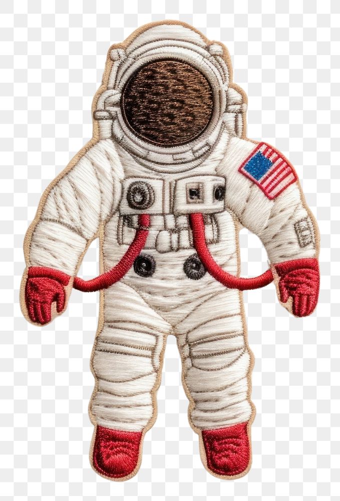 PNG Astronaut in embroidery style striped person shape.