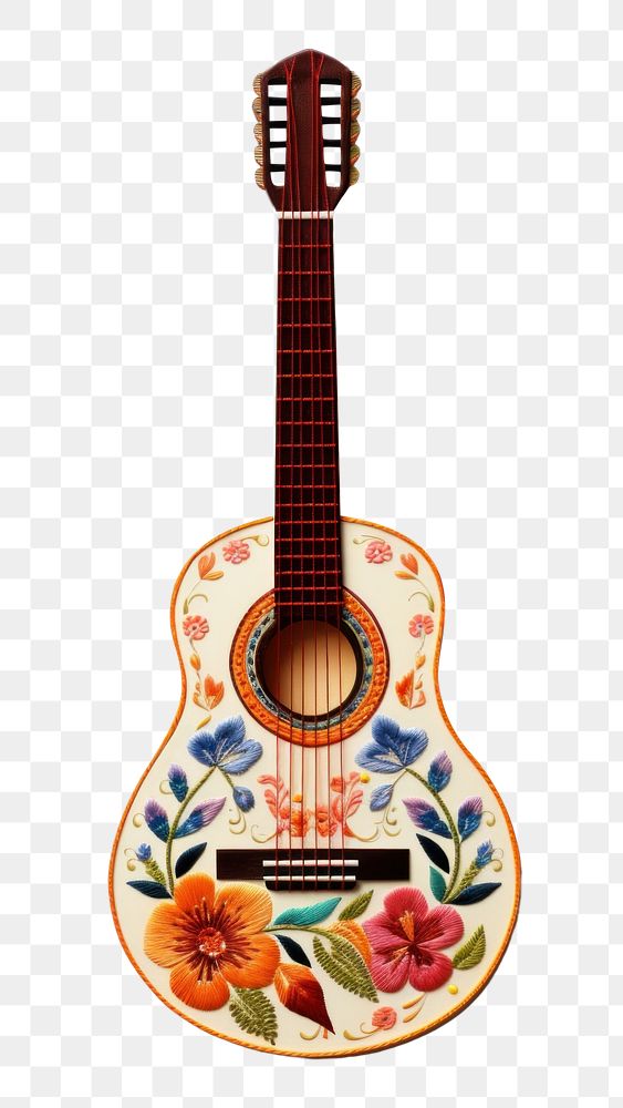 PNG Guitar in embroidery style pattern creativity mandolin.