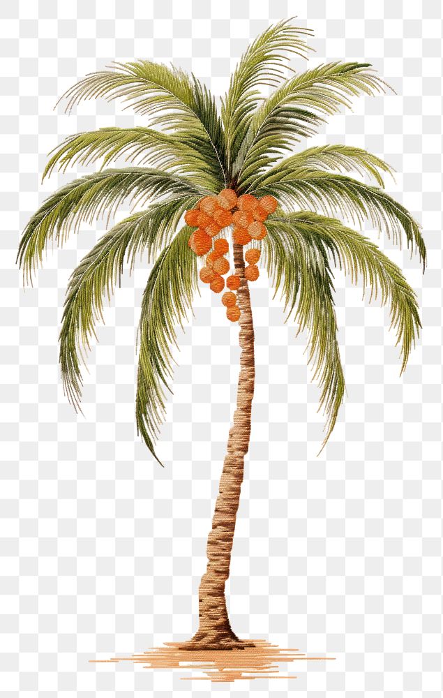 PNG Palm tree in embroidery style plant arecaceae drawing.