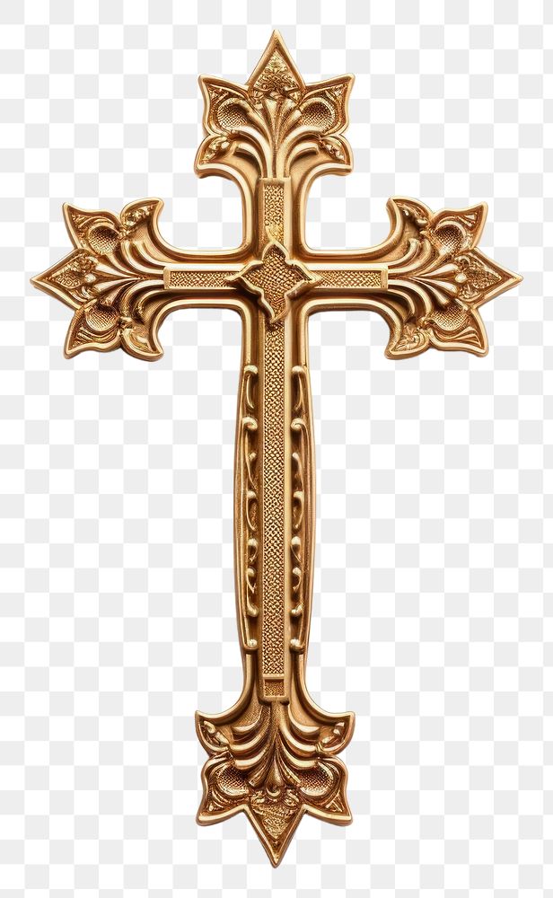 PNG Chistian cross crucifix symbol gold.