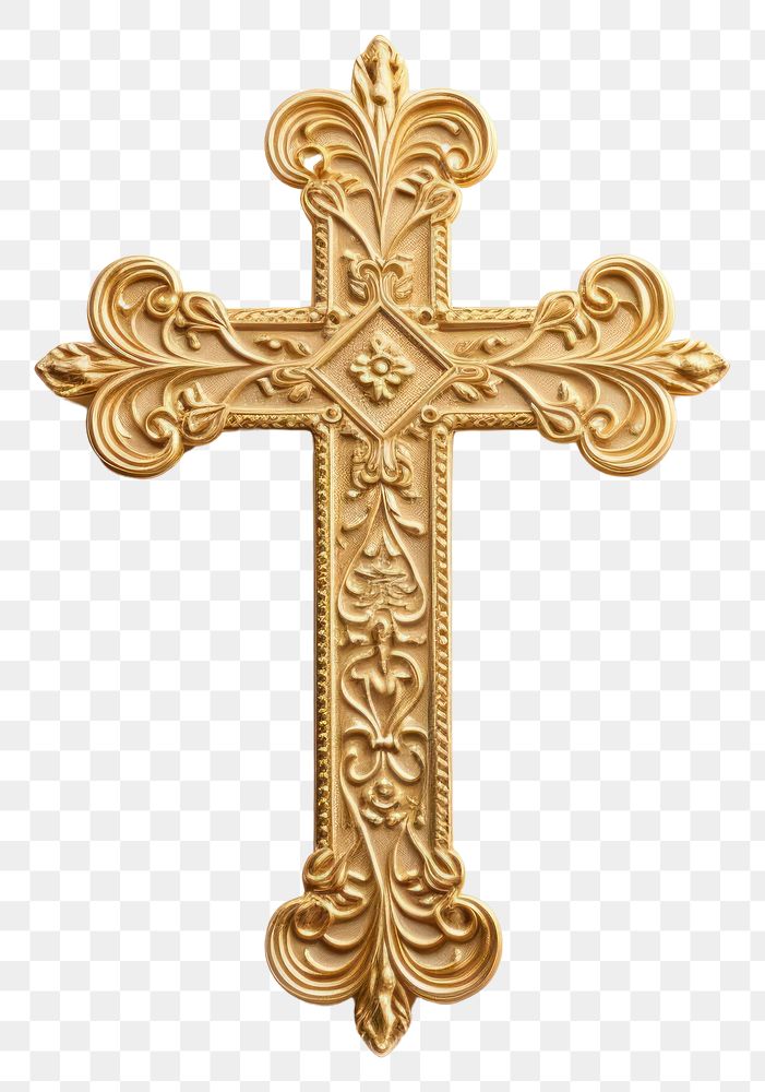 PNG Chistian cross crucifix symbol gold.