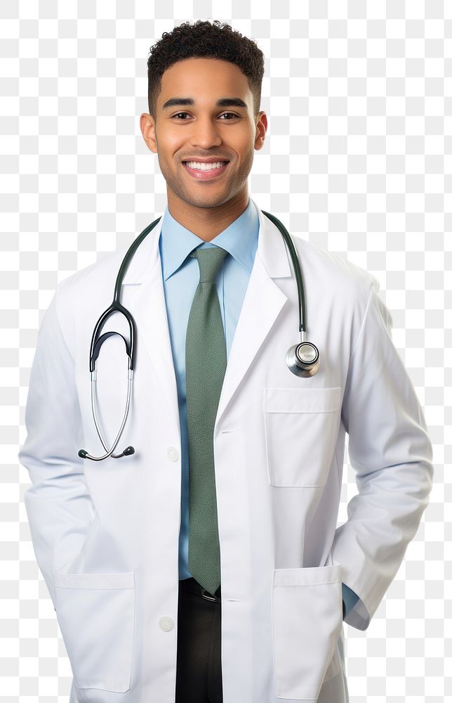 PNG Healthcare and medical mixed race male doctor with stethoscope adult white background accessories.