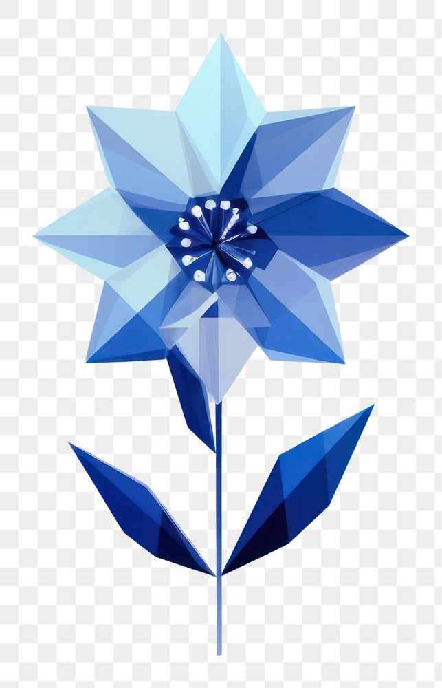 PNG Blue flower art origami blue.