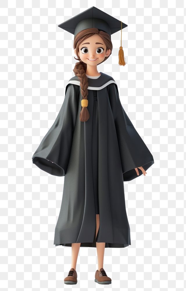 PNG  Graduation cartoon gown white background.