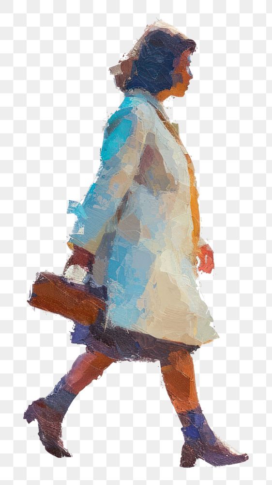 PNG A woman walking footwear painting bag.