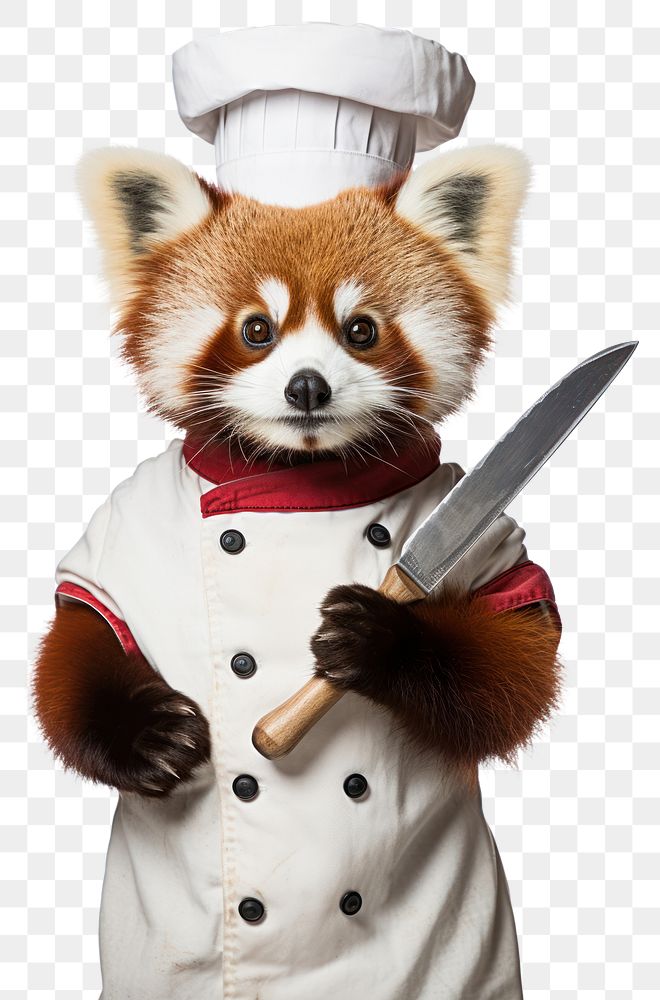 PNG  Red panda holding Knife knife mammal animal.