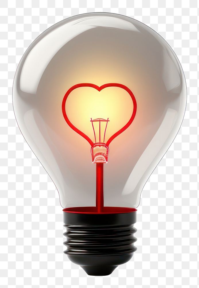 PNG Light bulb lightbulb heart white background.