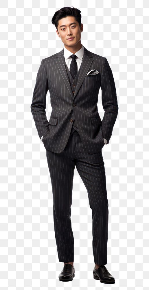 PNG  Asian man pinstripe suit tuxedo adult coat.