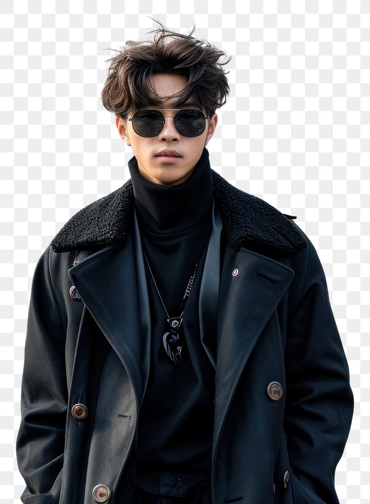 PNG  Korean men style overcoat portrait jacket.