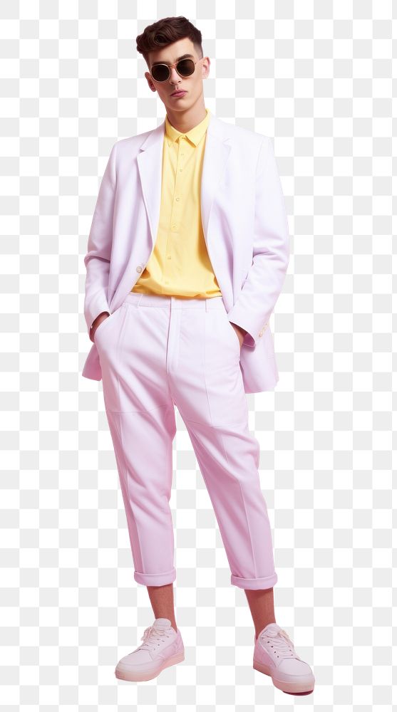 PNG  Men wear pastel fashionable blazer adult studio shot.