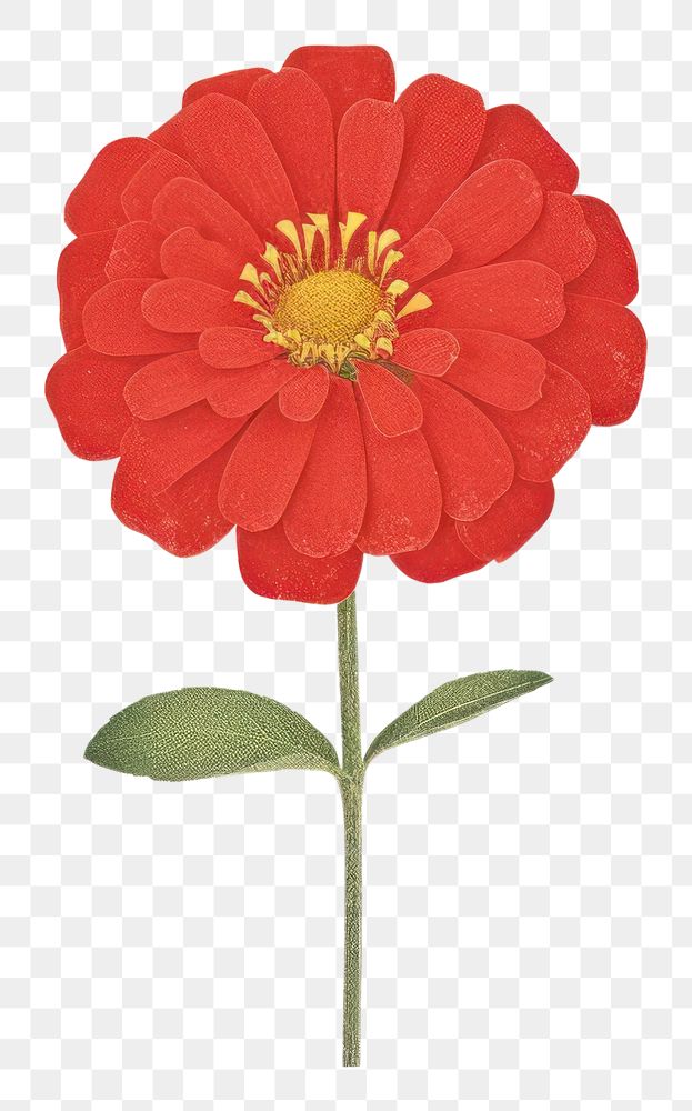 PNG  Red zinnia flower petal plant white background.