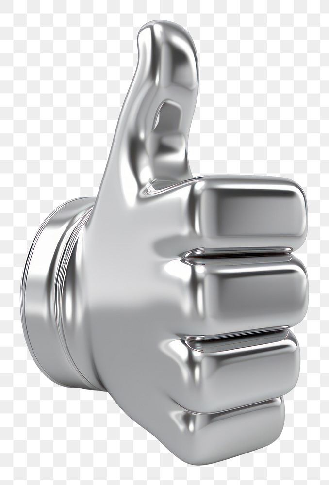 PNG Thumbs up Chrome material silver white background accessories.