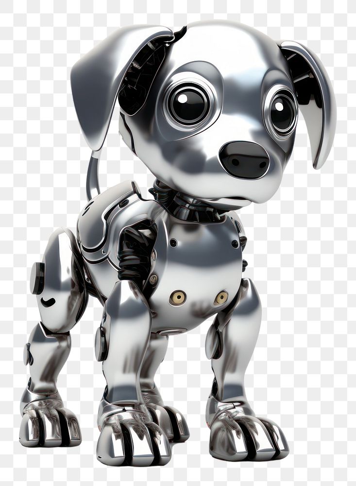 PNG Dog robot Chrome material white background representation futuristic.