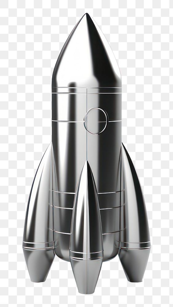 PNG Rocket Chrome material missile rocket white background.