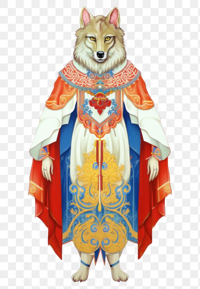 PNG  Female wolf costume art white background.