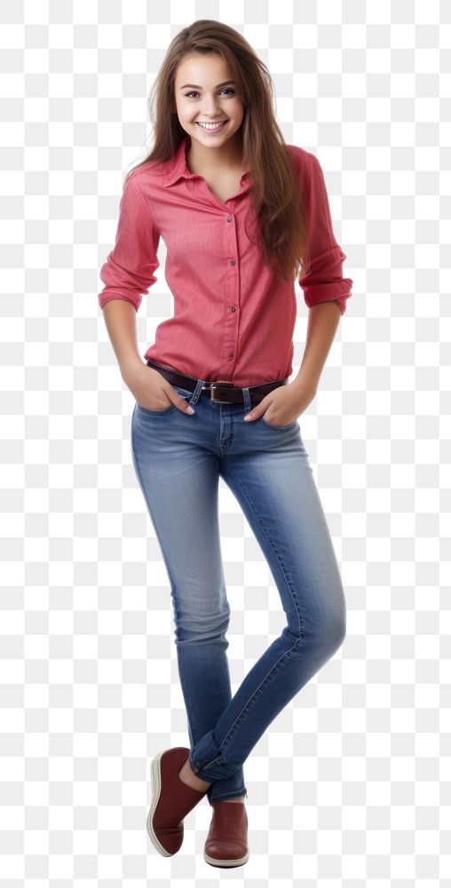 PNG  Girl teenager smiling fashion jeans.