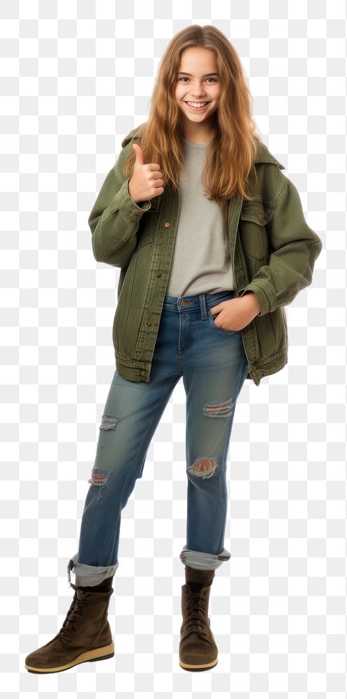 PNG  Teenager girl jacket sleeve jeans.