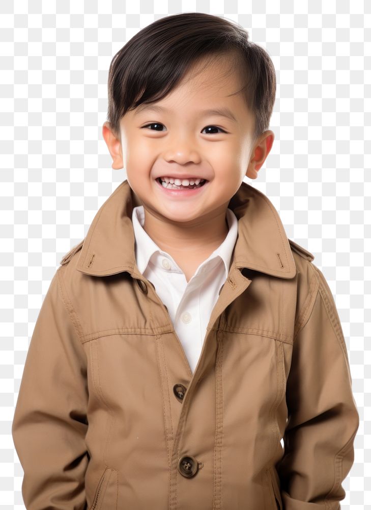 PNG  Kid portrait smiling jacket.