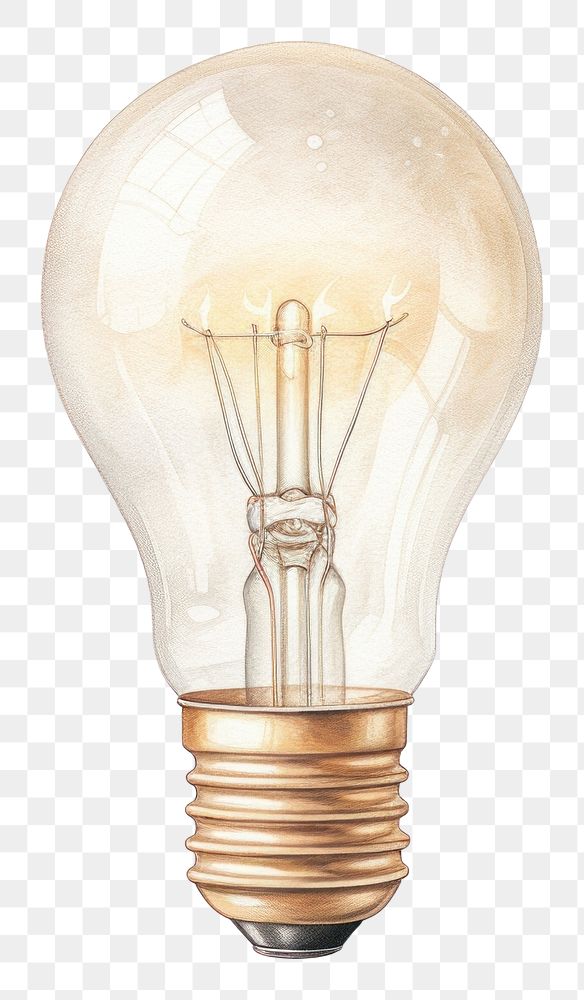 PNG  Vintage light bulb lightbulb lamp white background. AI generated Image by rawpixel.