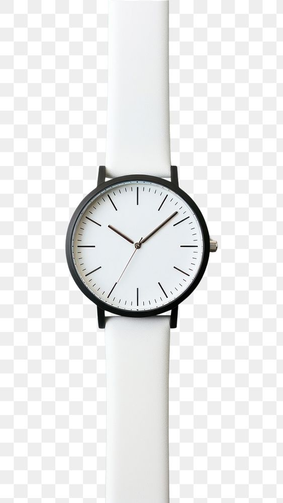 PNG Minimalist white watch wristwatch clock deadline accuracy.