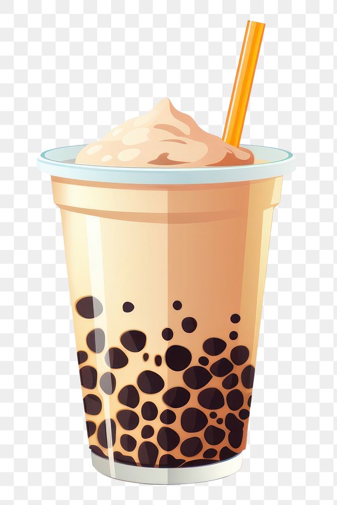 PNG Bubble tea drink white background refreshment. AI generated Image by rawpixel.
