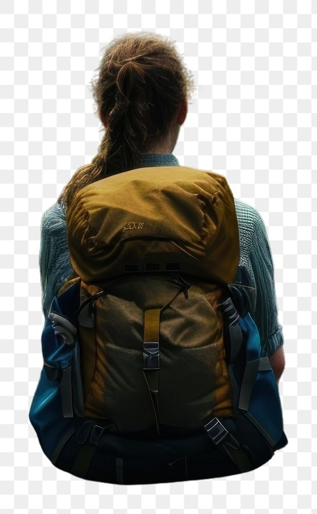 PNG  Hiker landscape backpack sitting.