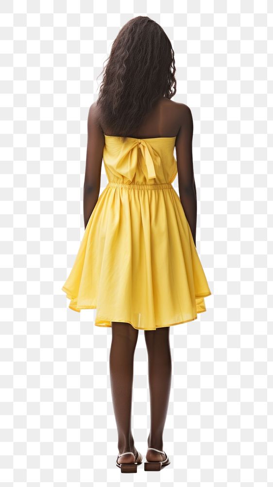 PNG African american girl in yellow dress footwear fashion shoe. AI generated Image by rawpixel.