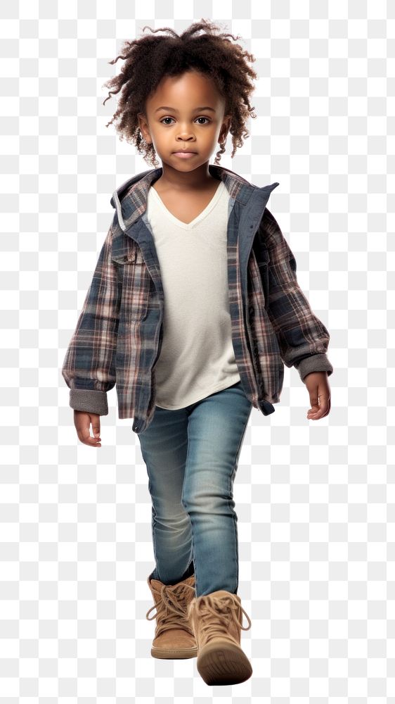 PNG Boy lead african-american girl walk child white background outerwear. AI generated Image by rawpixel.