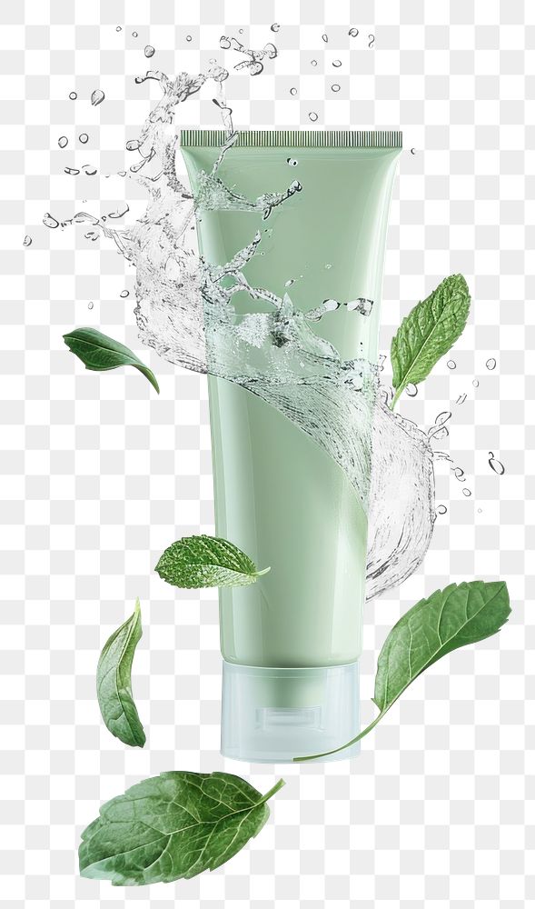 PNG Green clear showergel tube spearmint plant herbs.