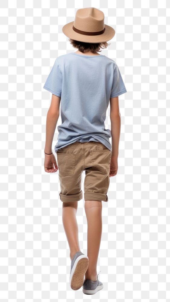 PNG White boy wear gap hat stip brown line t-shirt and blue short shorts footwear child. AI generated Image by rawpixel.