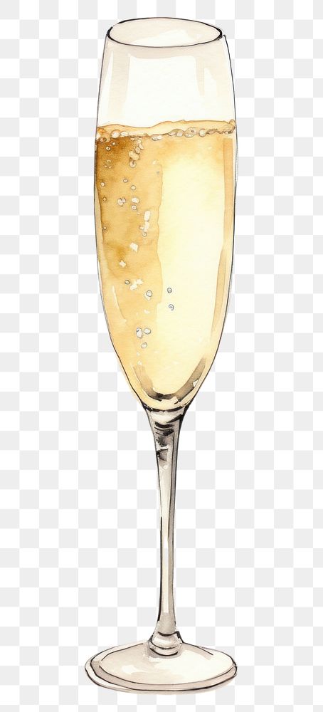 PNG Champagne sketch glass drink.
