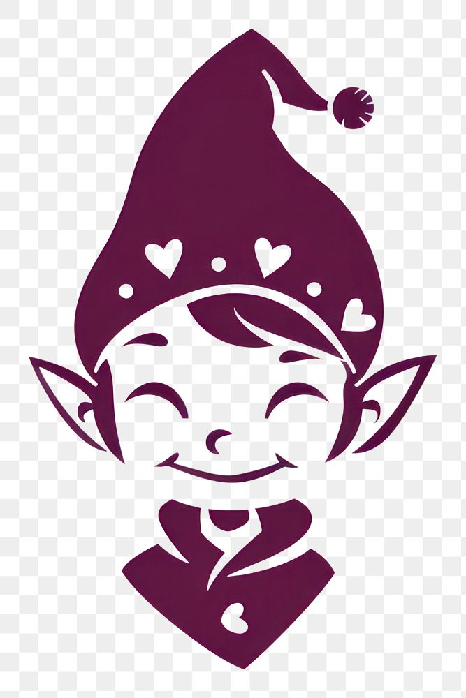 PNG Cute Elf character stencil logo representation.