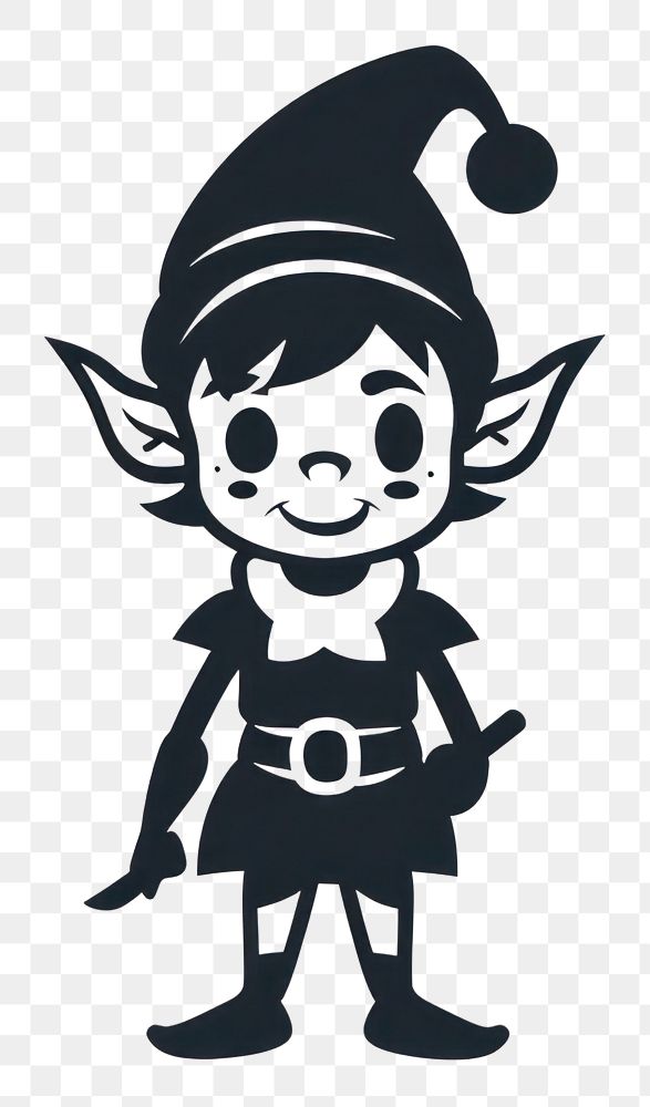 PNG Cute Elf character cartoon stencil white background.
