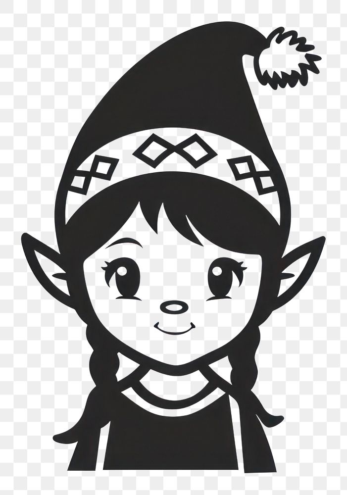 PNG Cute Elf character cartoon stencil representation.