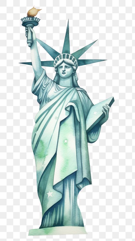 PNG Statue of liberty sculpture art white background.