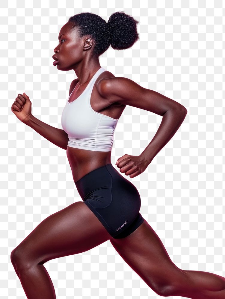 PNG  Running sprinting jogging female. AI generated Image by rawpixel.