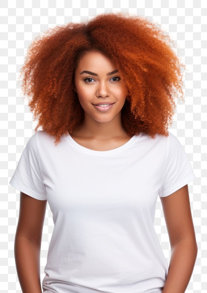 PNG Woman in white t-shirt portrait adult smile.