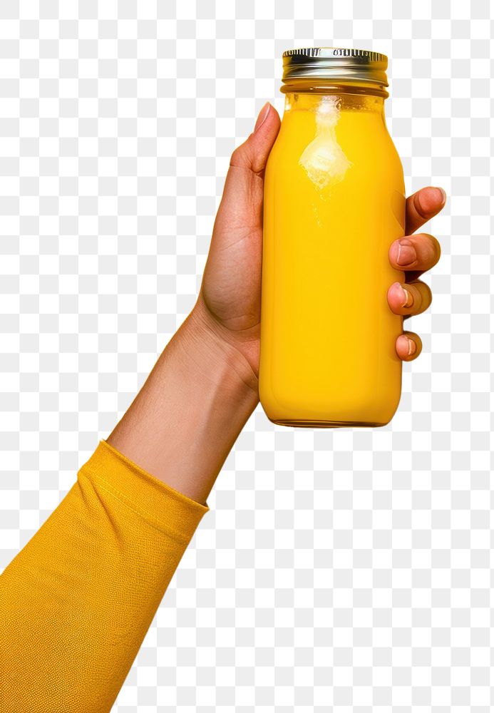 PNG Hand holding color bottle hand refreshment container.