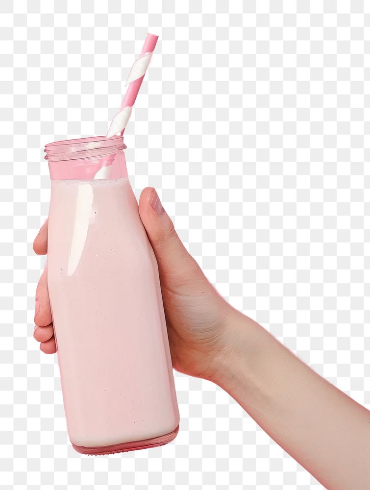 PNG Hand holding color bottle milk hand refreshment.