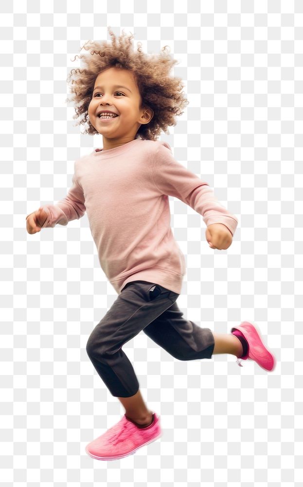 PNG Kid running jumping jogging child.